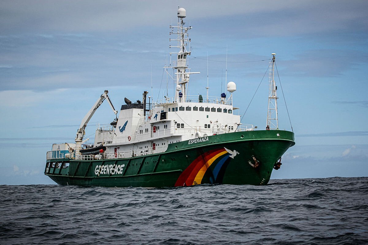  A puro remo en el buque MV Esperanza de Greenpeace